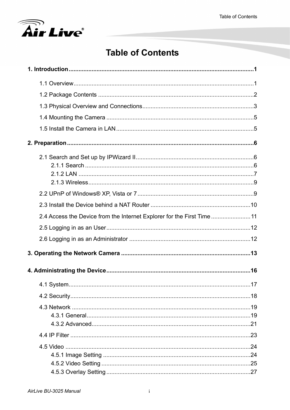 AirLive BU-3025 User Manual | Page 5 / 74