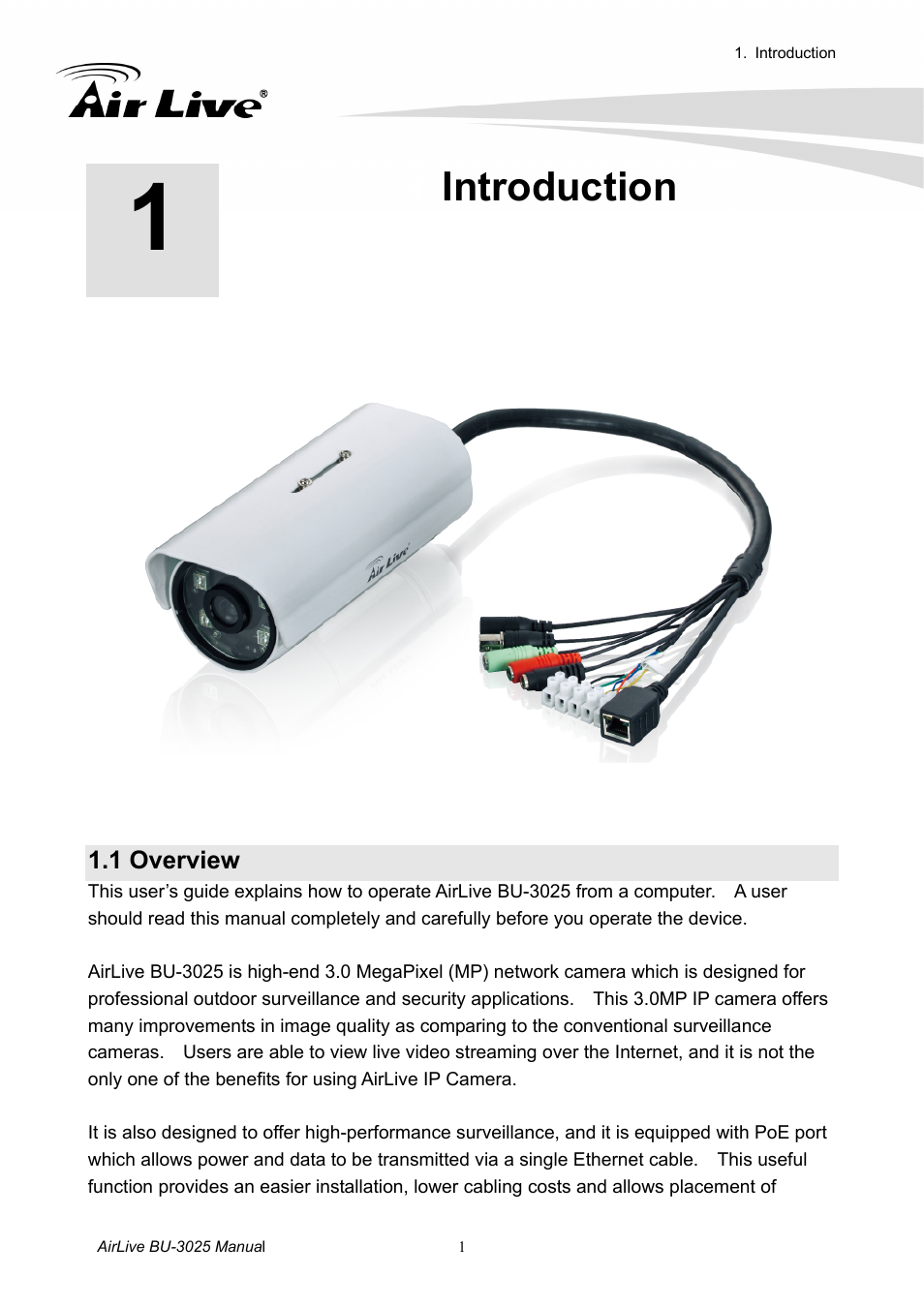 Introduction, 1 overview | AirLive BU-3025 User Manual | Page 7 / 74