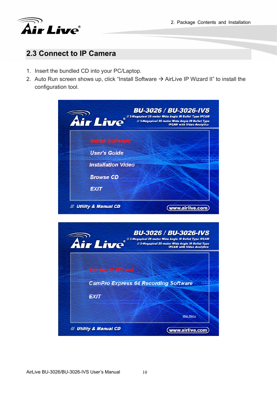 3 connect to ip camera | AirLive BU-3026-IVS User Manual | Page 14 / 64