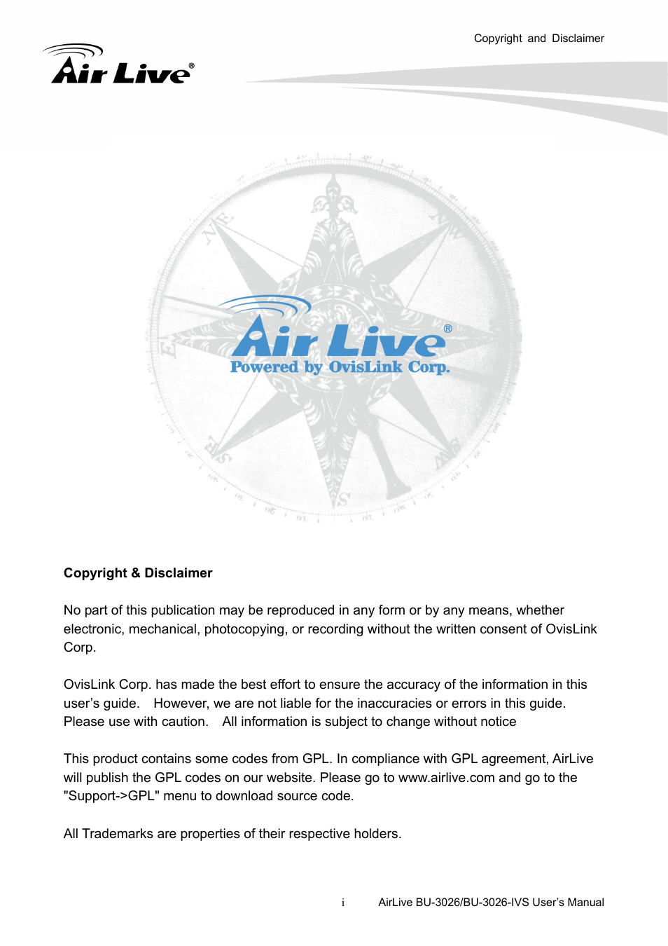 AirLive BU-3026-IVS User Manual | Page 2 / 64