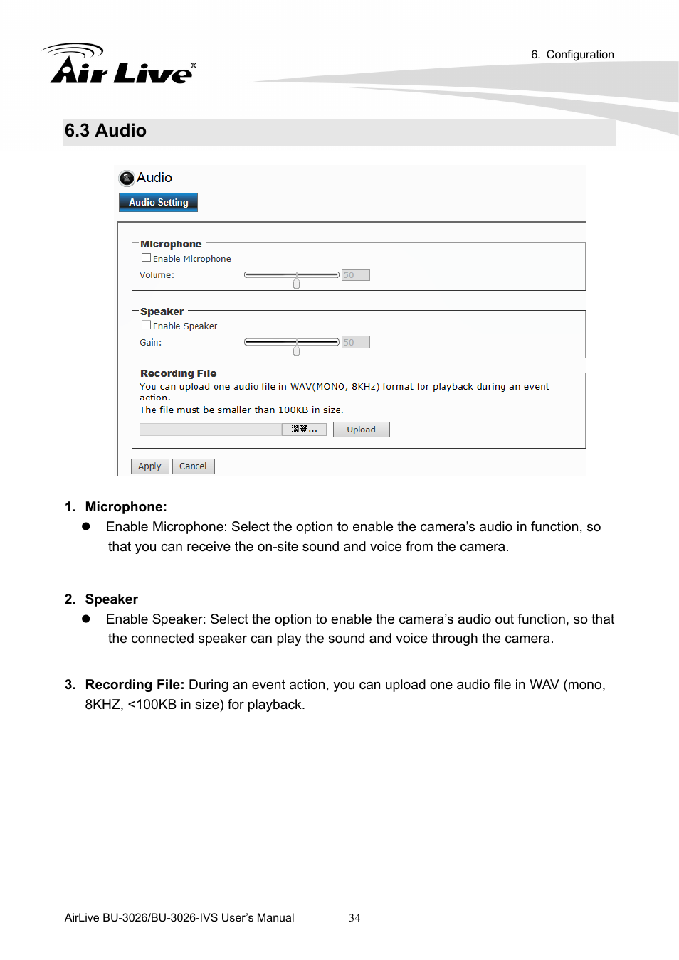 3 audio | AirLive BU-3026-IVS User Manual | Page 38 / 64