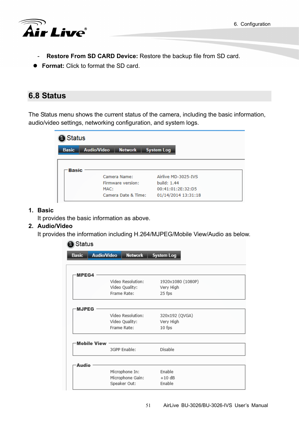 8 status | AirLive BU-3026-IVS User Manual | Page 55 / 64