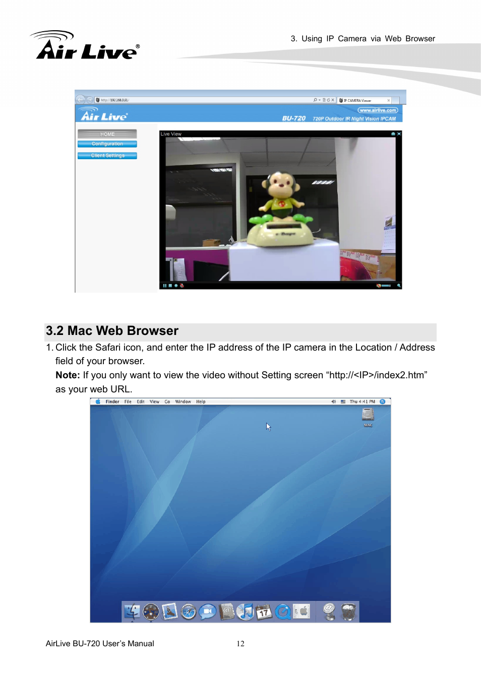 2 mac web browser | AirLive BU-720 User Manual | Page 17 / 59
