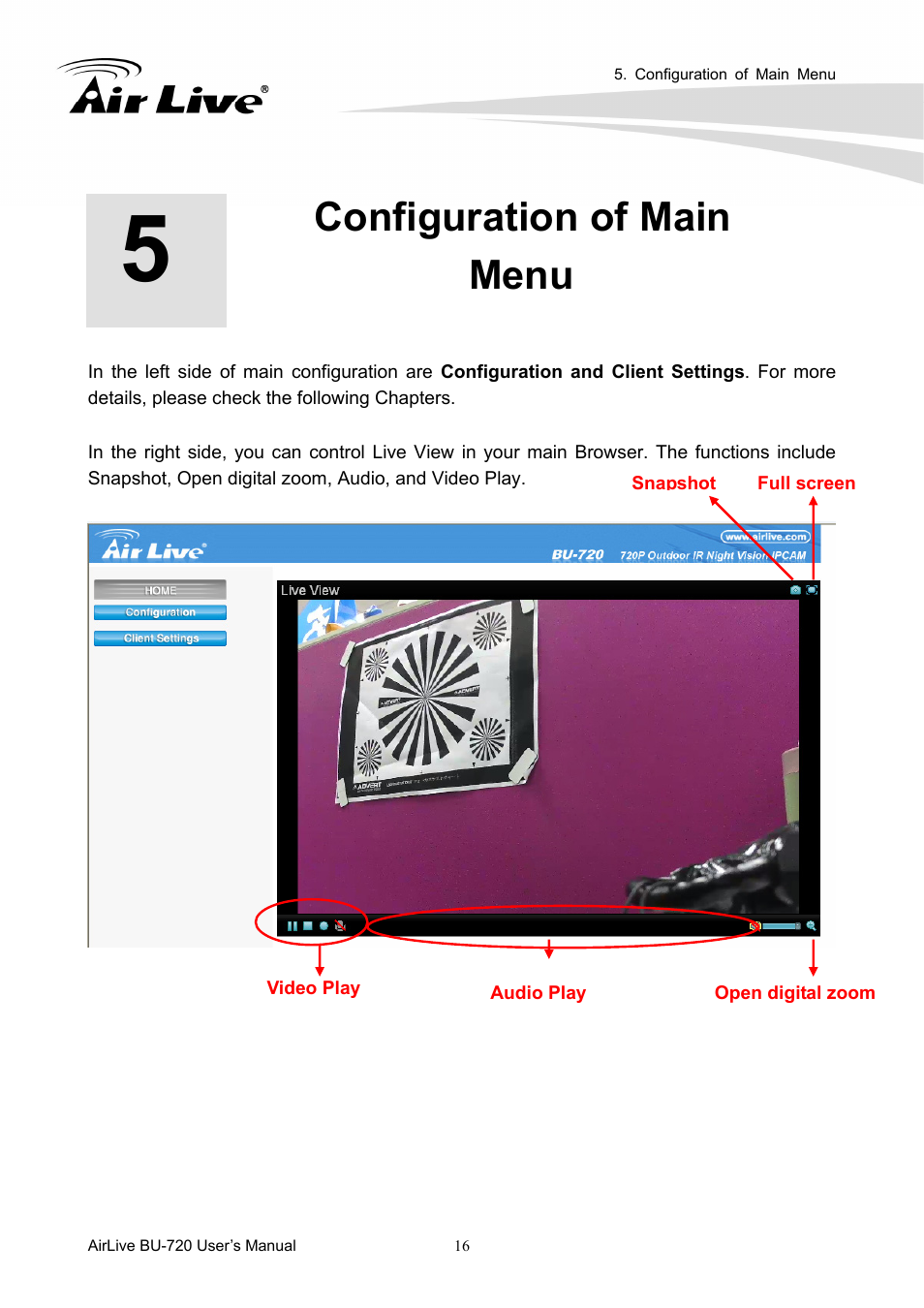 Configuration of main menu | AirLive BU-720 User Manual | Page 21 / 59