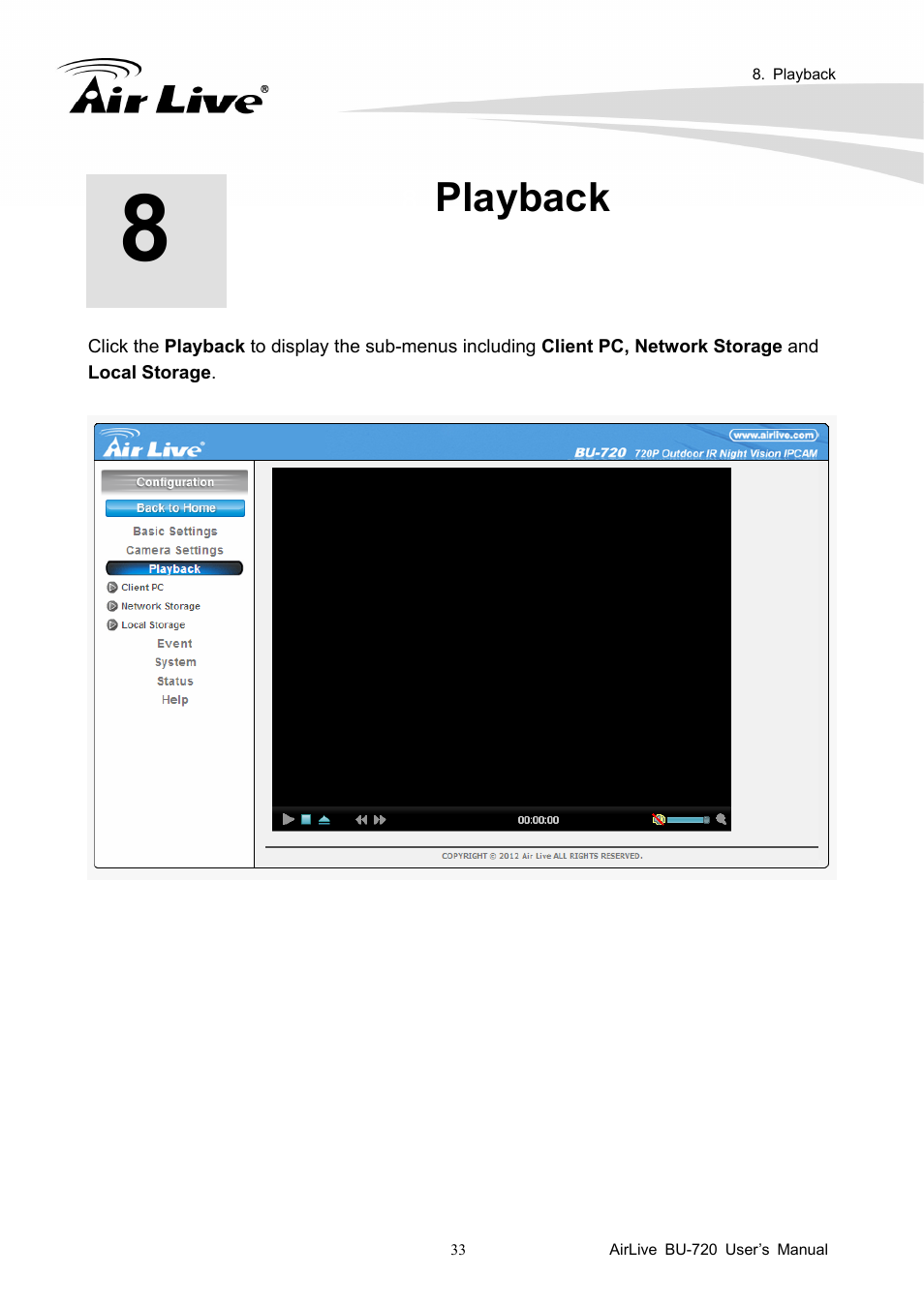 Playback | AirLive BU-720 User Manual | Page 38 / 59