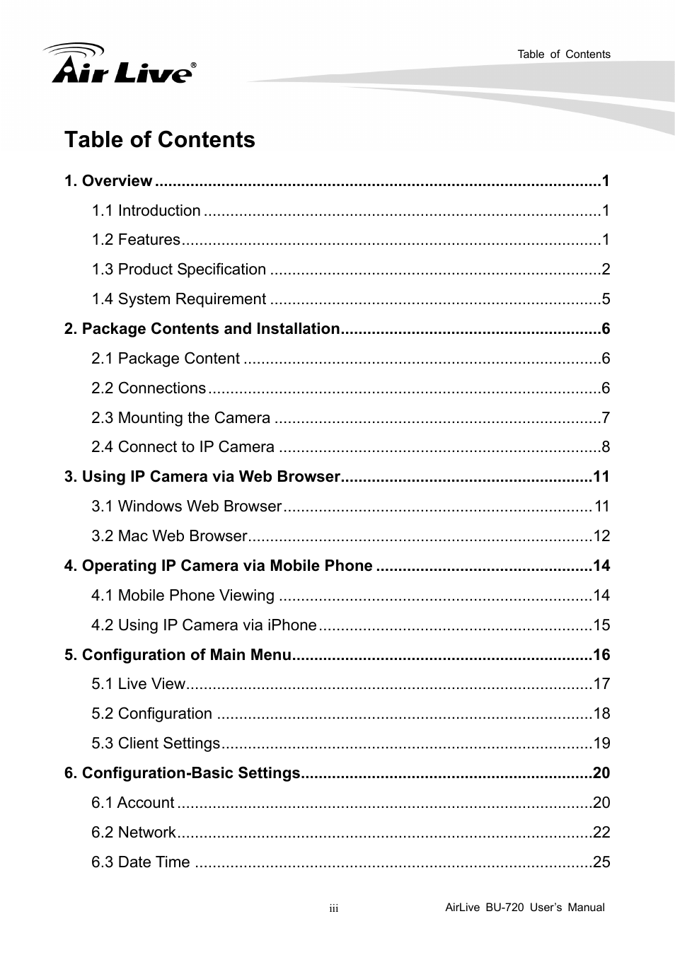 AirLive BU-720 User Manual | Page 4 / 59