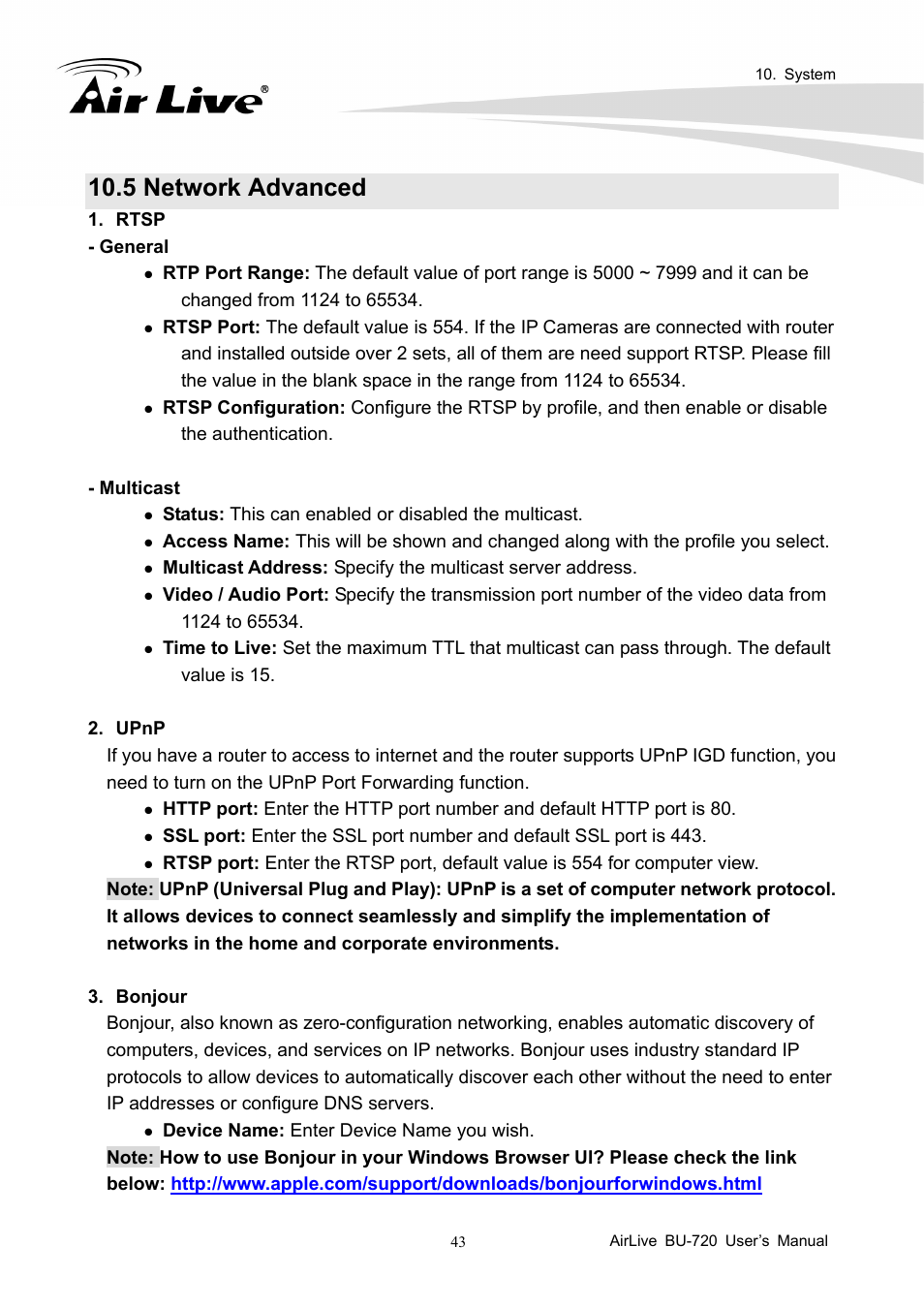 5 network advanced | AirLive BU-720 User Manual | Page 48 / 59