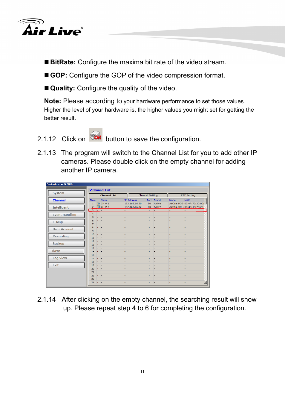 AirLive CamPro Express 64 User Manual | Page 12 / 68