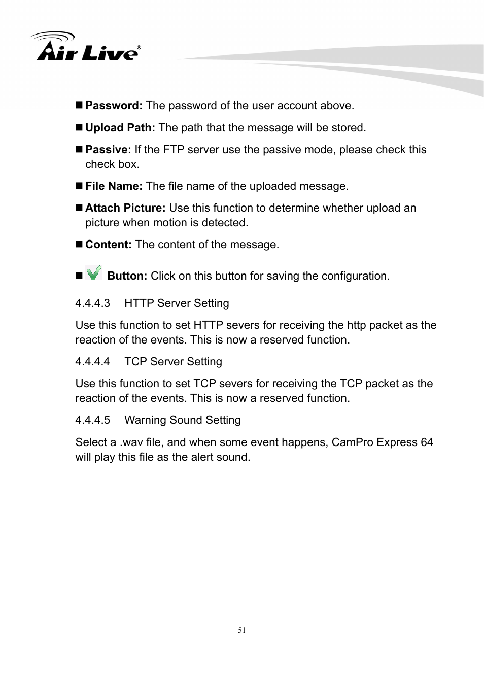 AirLive CamPro Express 64 User Manual | Page 52 / 68