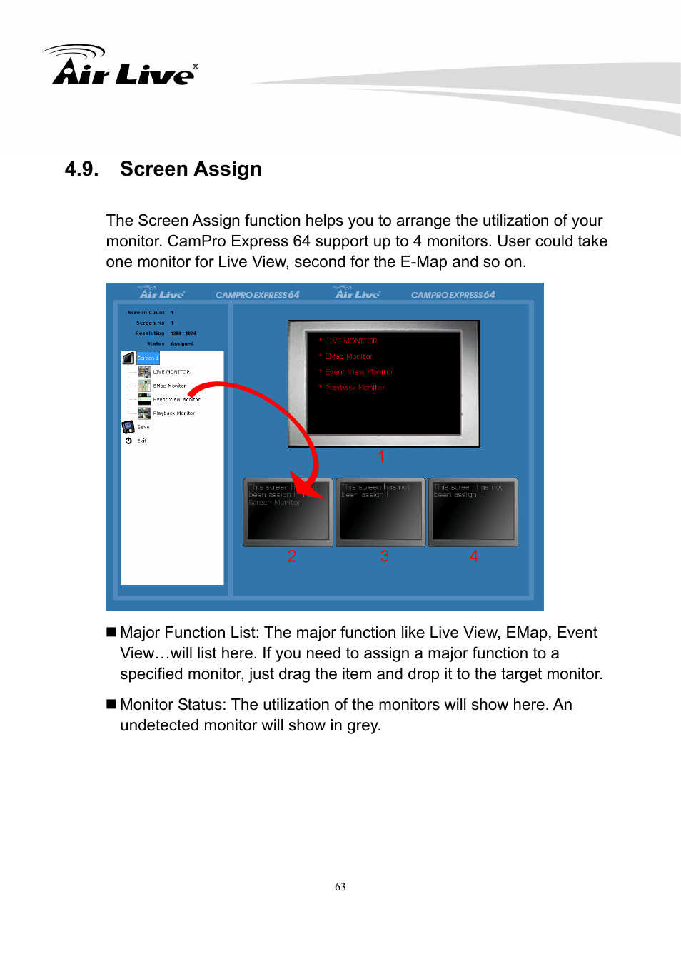 Screen assign | AirLive CamPro Express 64 User Manual | Page 64 / 68