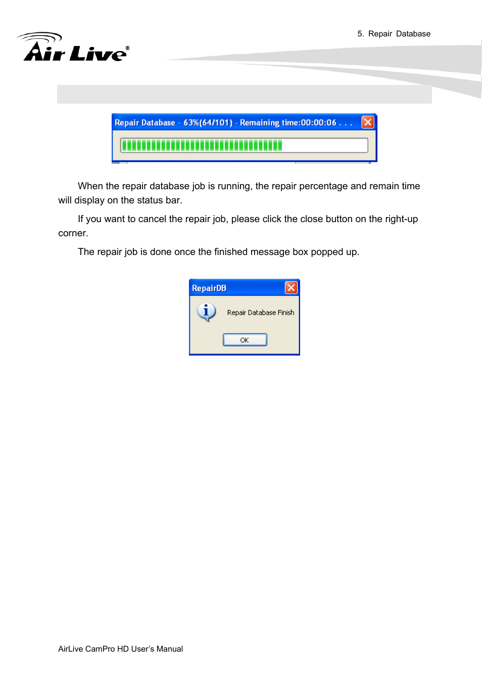 1 repair database status | AirLive CamPro HD User Manual | Page 119 / 120