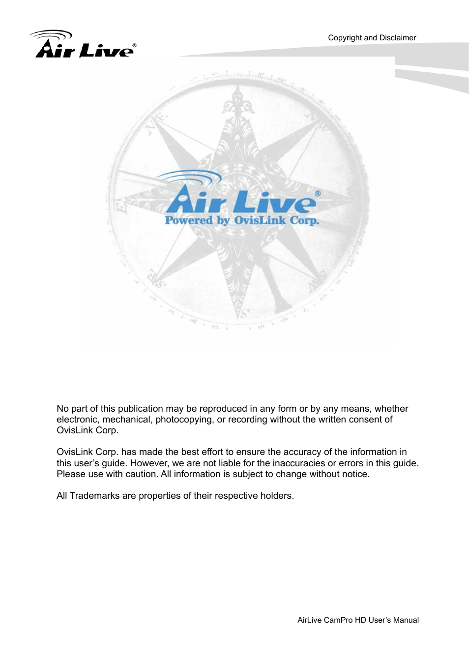 Copyright & disclaimer | AirLive CamPro HD User Manual | Page 2 / 120