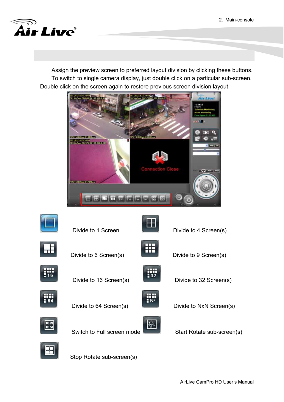 2 screen division | AirLive CamPro HD User Manual | Page 32 / 120