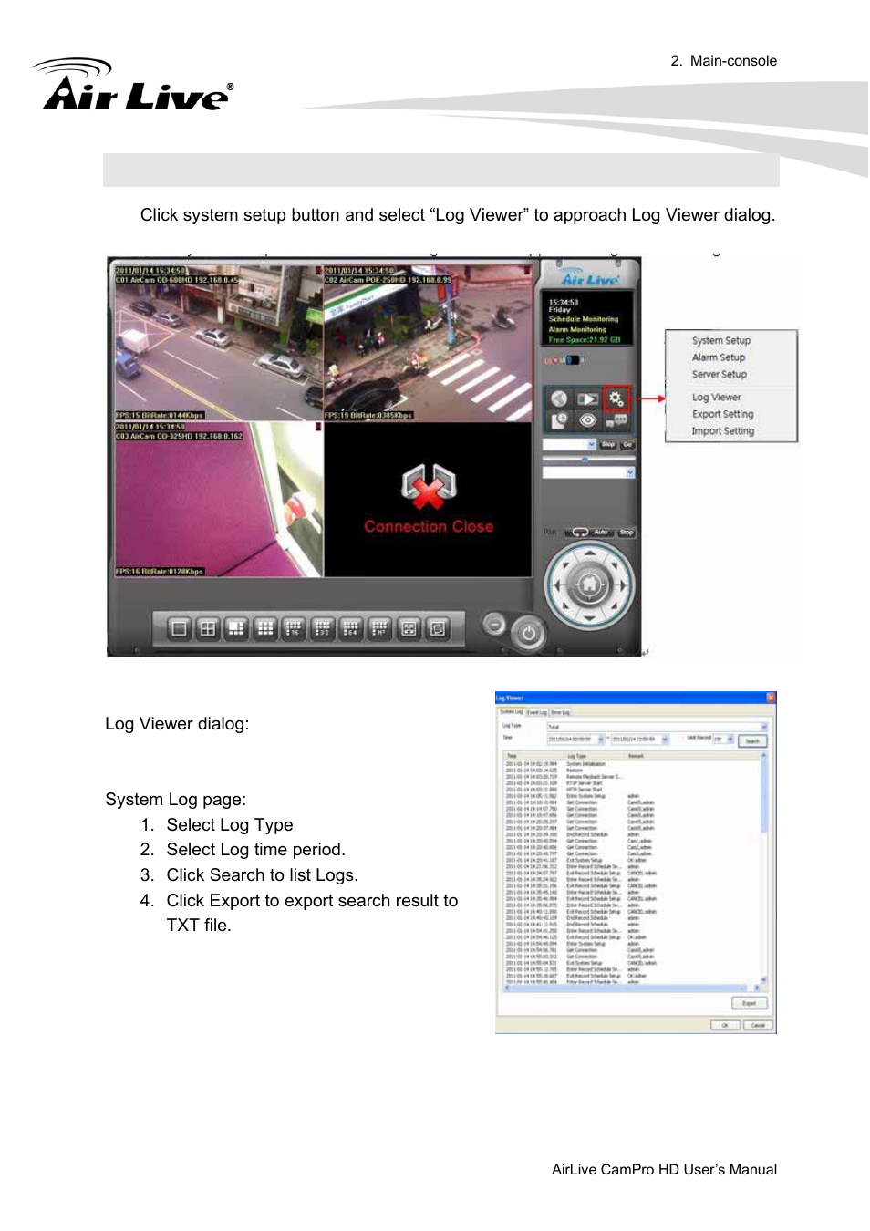 13 log viewer | AirLive CamPro HD User Manual | Page 88 / 120