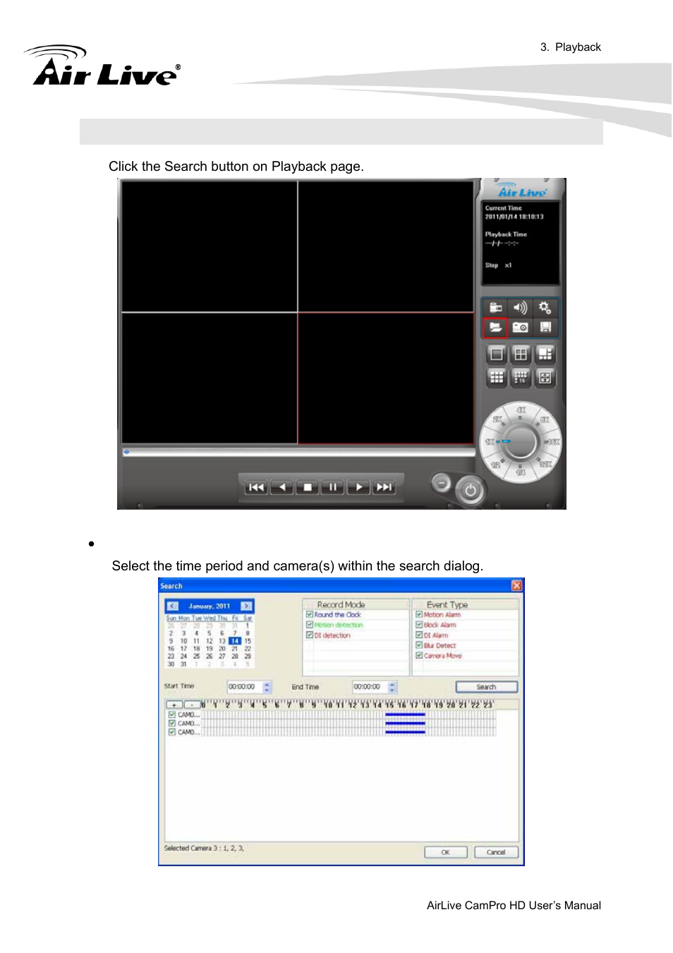 1 search history recorded file(s), Search history file(s) dialog | AirLive CamPro HD User Manual | Page 92 / 120