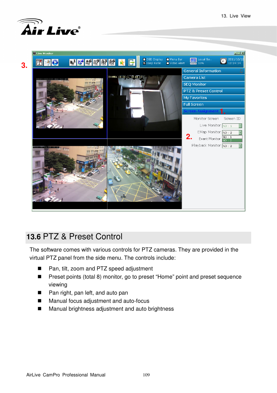 6 ptz & preset control, Ptz & preset control | AirLive CamPro Professional User Manual | Page 115 / 178