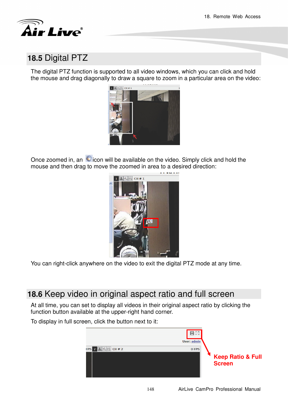 5 digital ptz, Digital ptz | AirLive CamPro Professional User Manual | Page 154 / 178