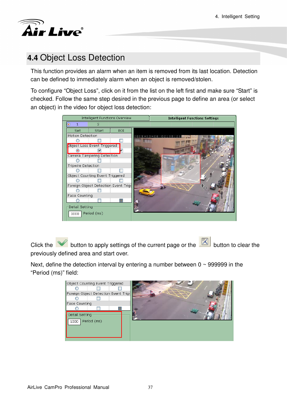 4 object loss detection, Object loss detection | AirLive CamPro Professional User Manual | Page 43 / 178