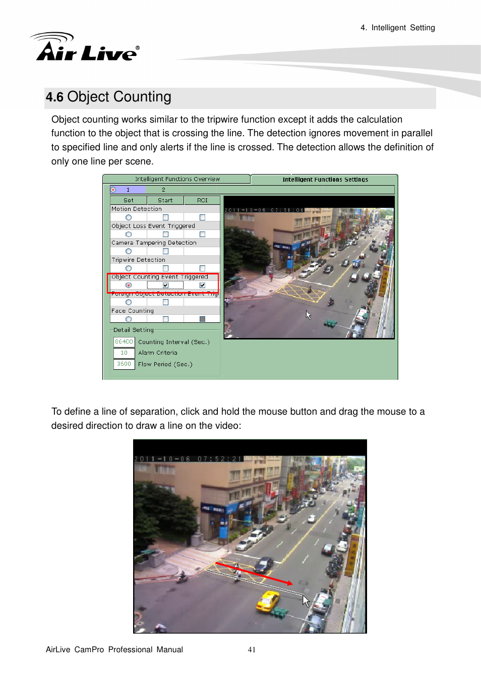 6 object counting, Object counting | AirLive CamPro Professional User Manual | Page 47 / 178