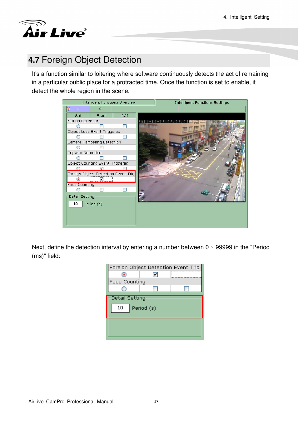 7 foreign object detection, Foreign object detection | AirLive CamPro Professional User Manual | Page 49 / 178