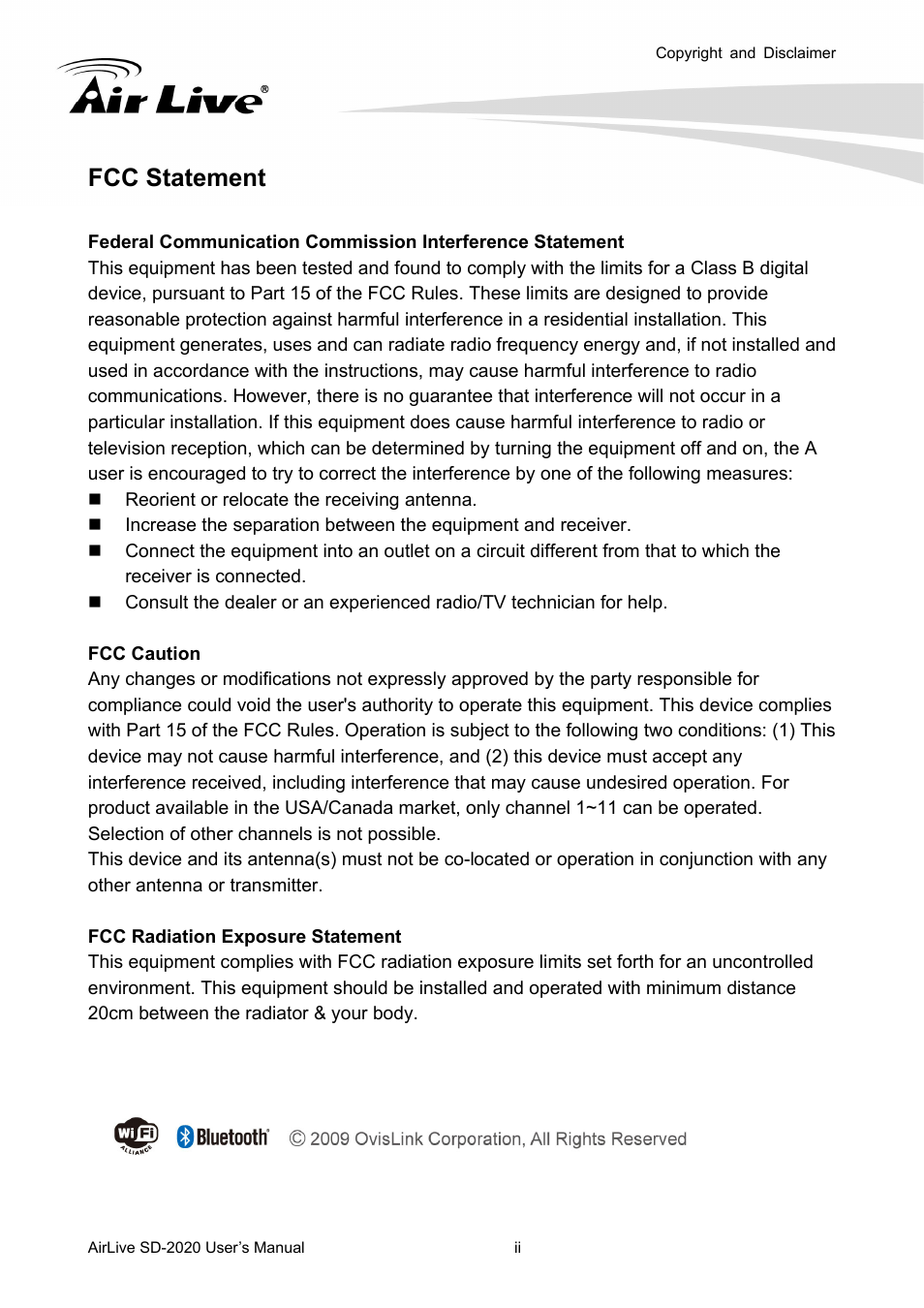 Fcc statement | AirLive CoreNVR 9 User Manual | Page 3 / 55