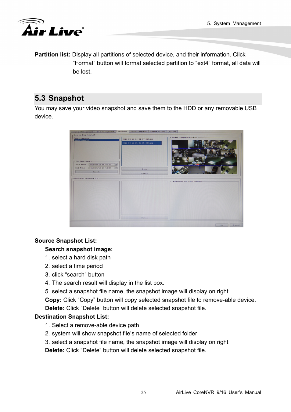 3 snapshot | AirLive CoreNVR 9 User Manual | Page 31 / 55