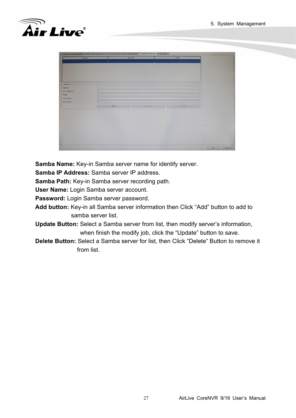AirLive CoreNVR 9 User Manual | Page 33 / 55