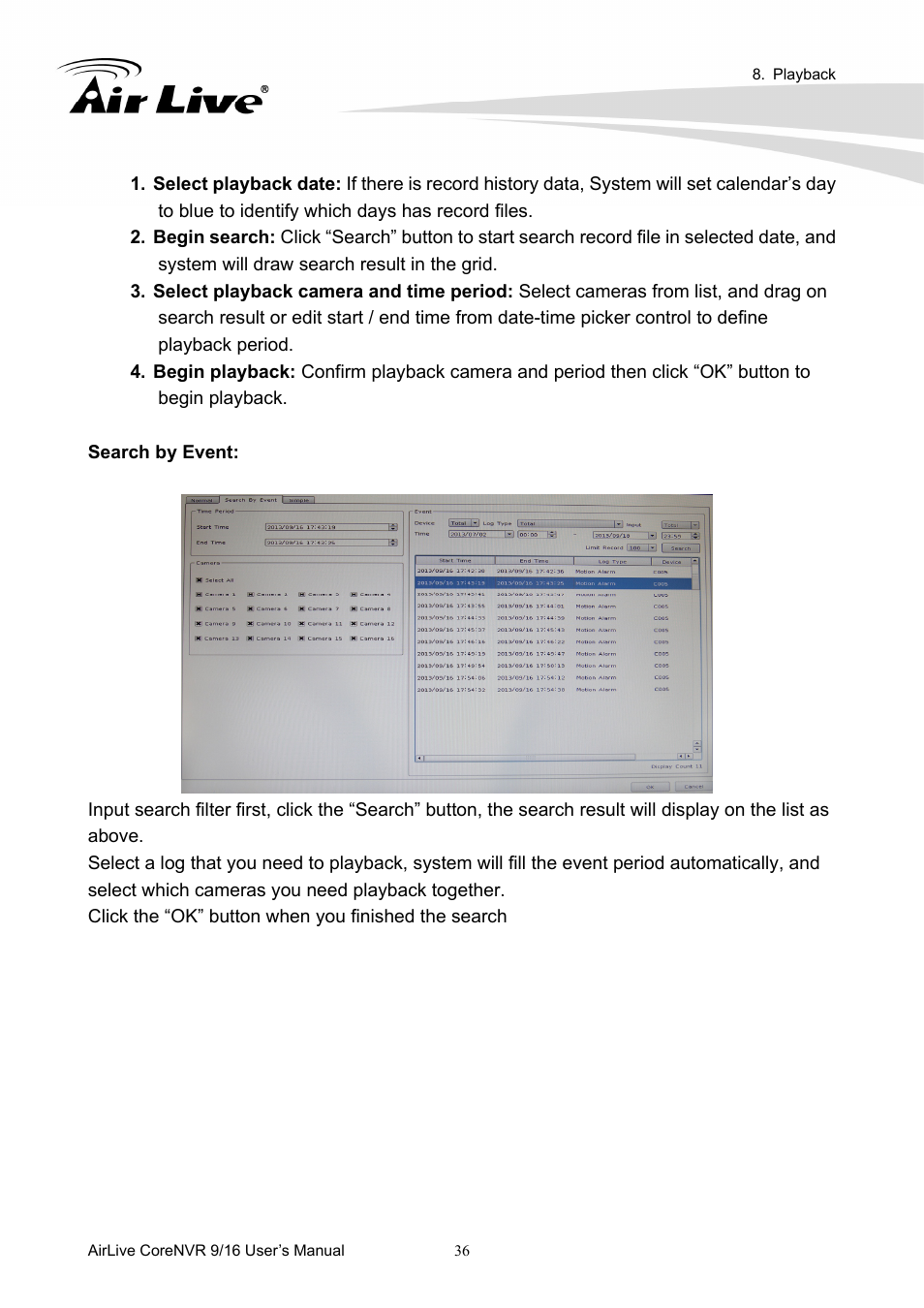 AirLive CoreNVR 9 User Manual | Page 42 / 55