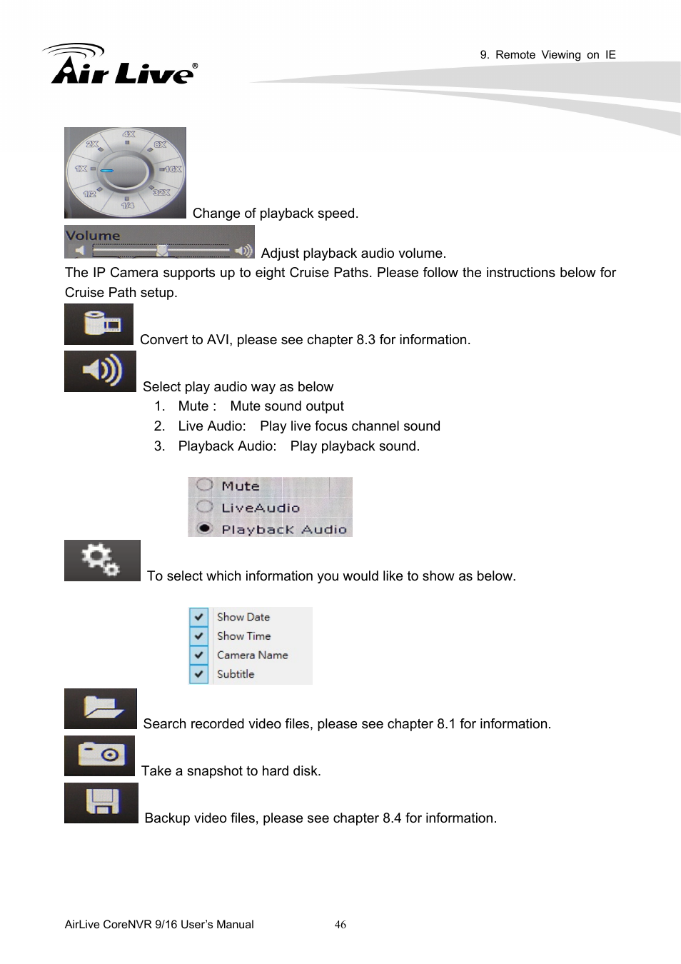 AirLive CoreNVR 9 User Manual | Page 52 / 55