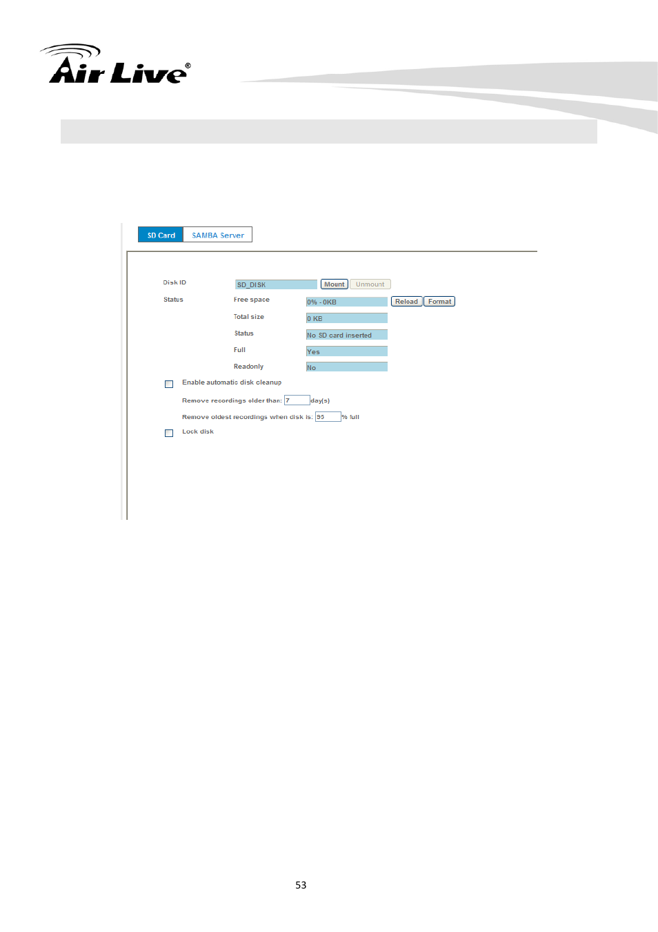 10 storage – status and configuration of sd card | AirLive CU-720PIR User Manual | Page 58 / 97