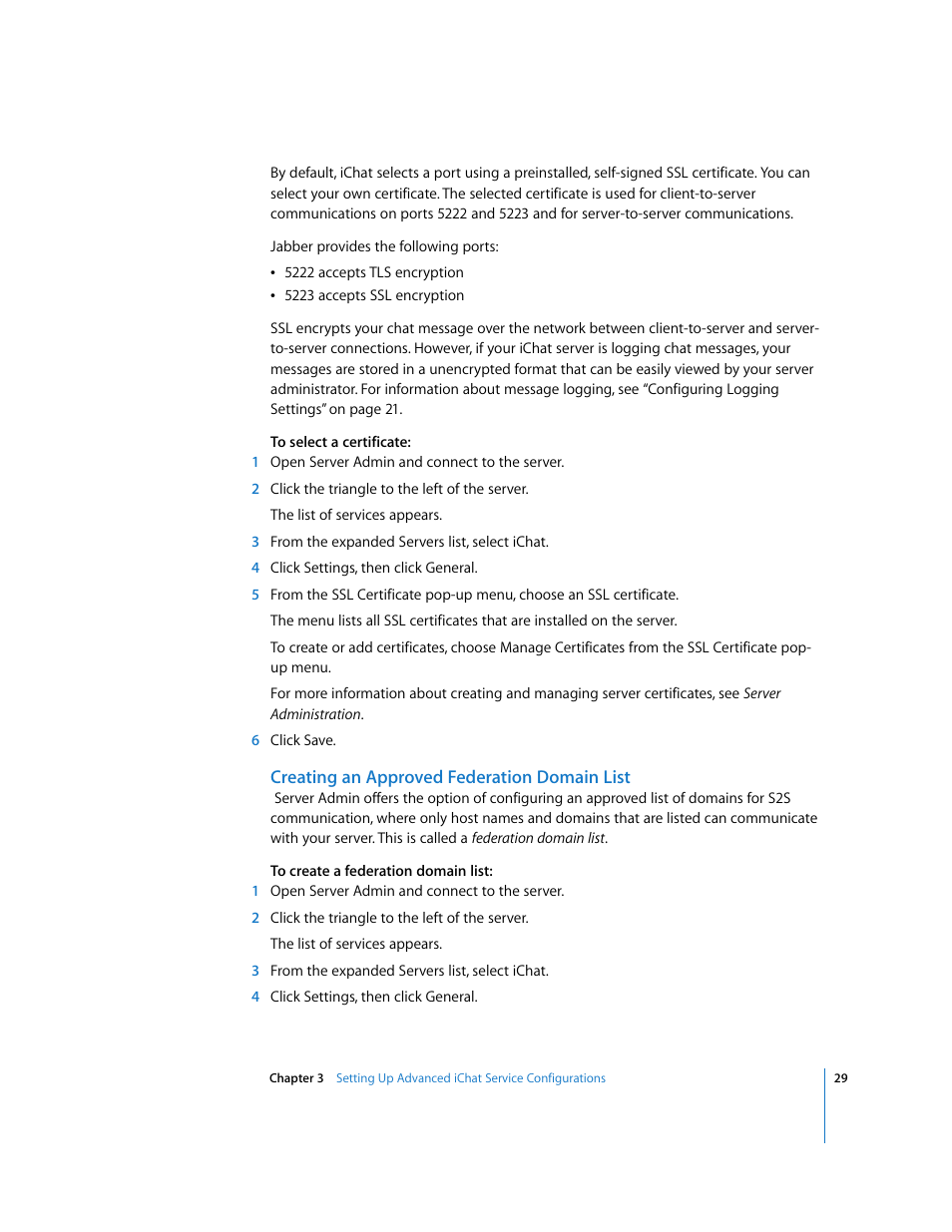 Creating an approved federation domain list | Apple Mac OS User Manual | Page 29 / 42