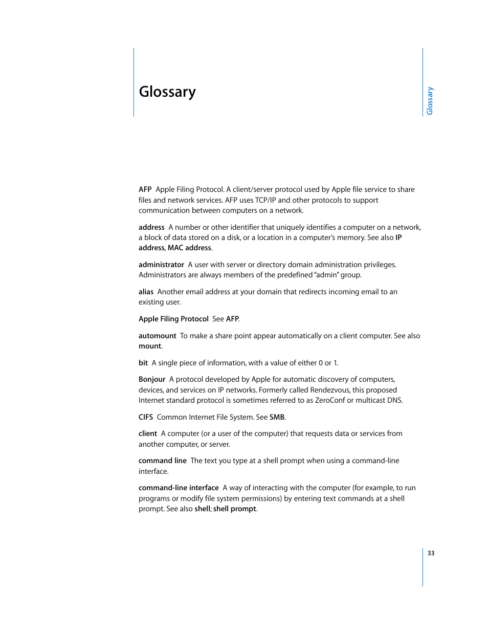 Glossary | Apple Mac OS User Manual | Page 33 / 42