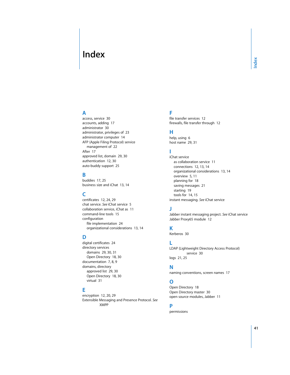 Index | Apple Mac OS User Manual | Page 41 / 42