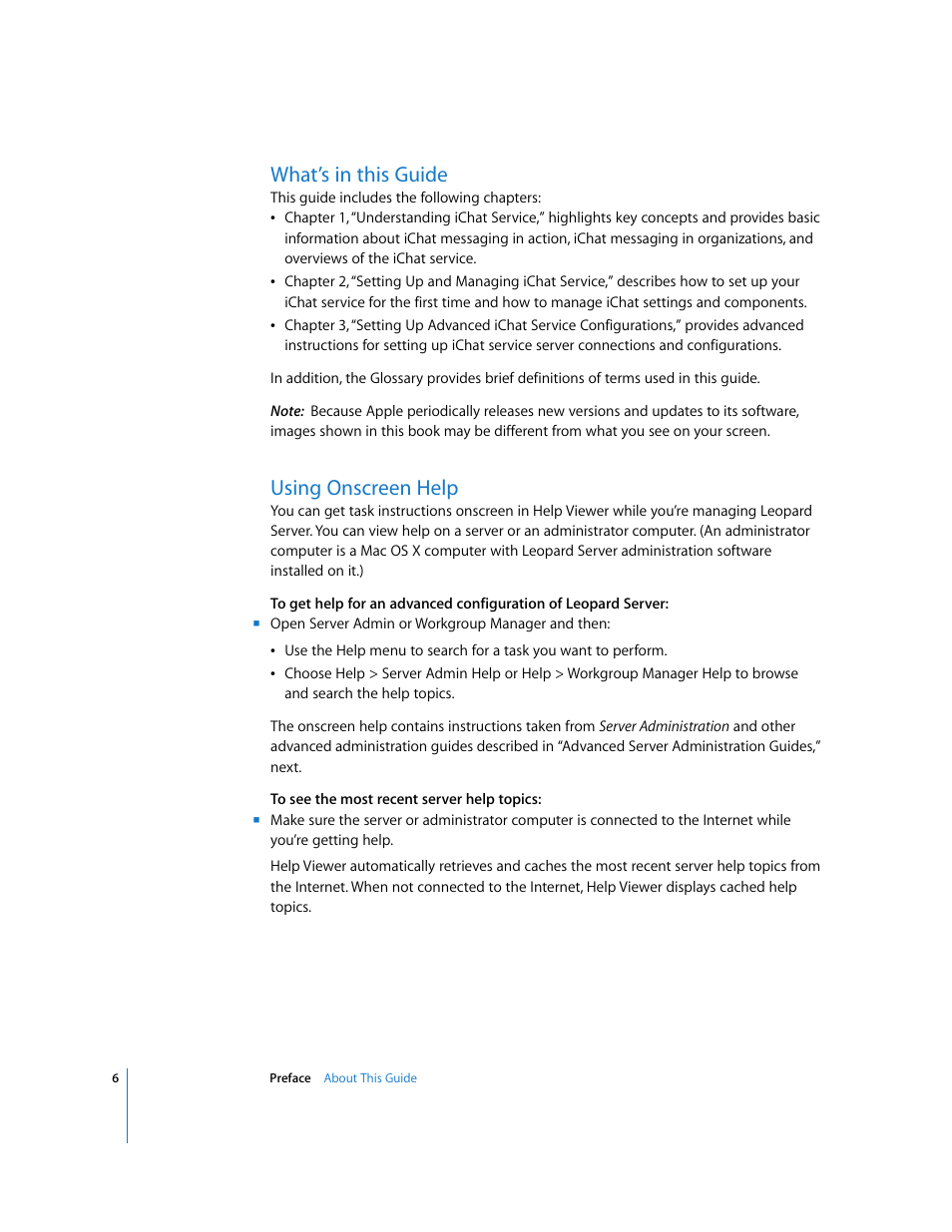 What’s in this guide, Using onscreen help | Apple Mac OS User Manual | Page 6 / 42
