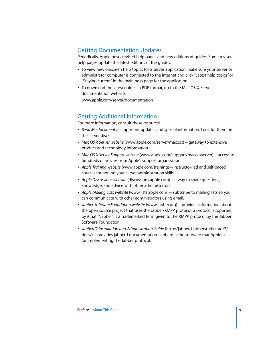 Getting documentation updates, Getting additional information | Apple Mac OS User Manual | Page 9 / 42