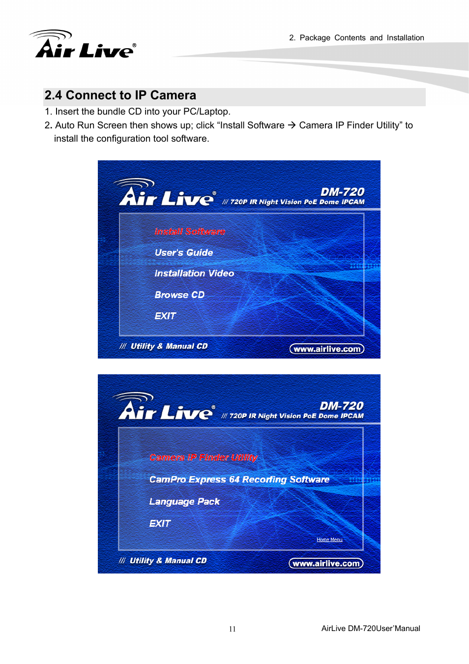 4 connect to ip camera | AirLive DM-720 User Manual | Page 16 / 61