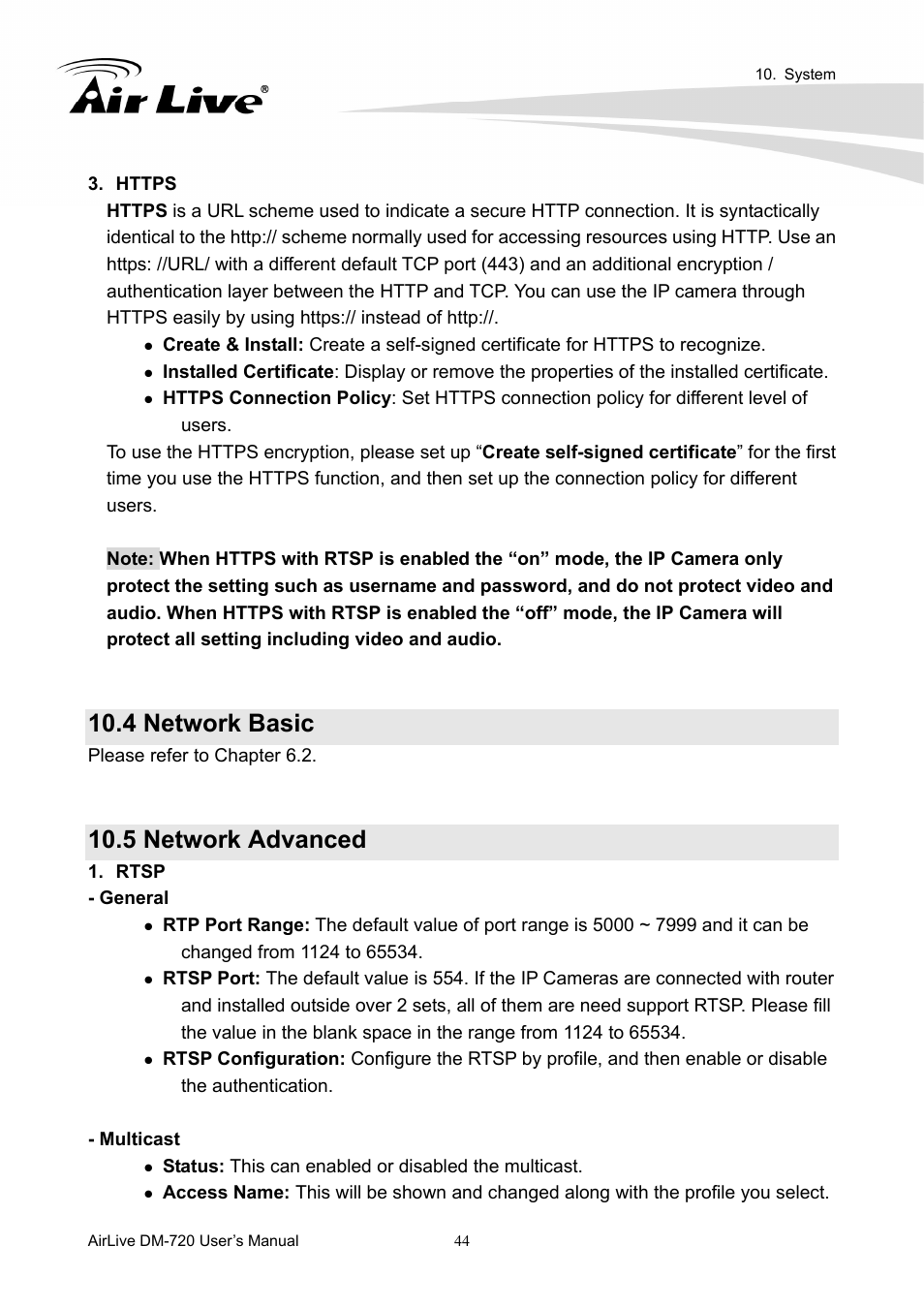 4 network basic, 5 network advanced | AirLive DM-720 User Manual | Page 49 / 61