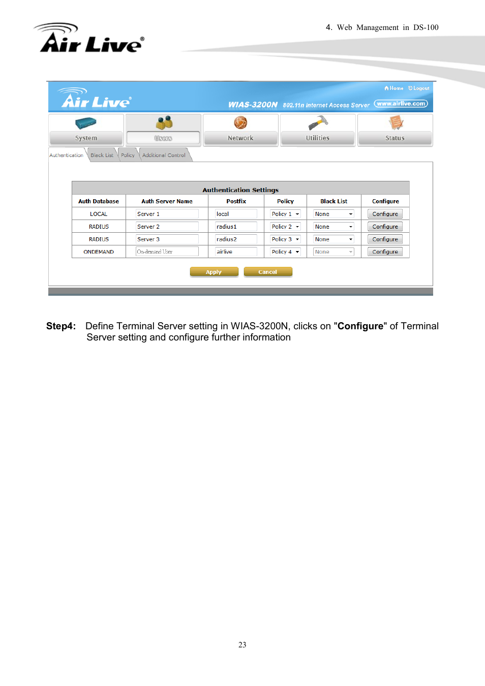 AirLive DS-100 User Manual | Page 25 / 34