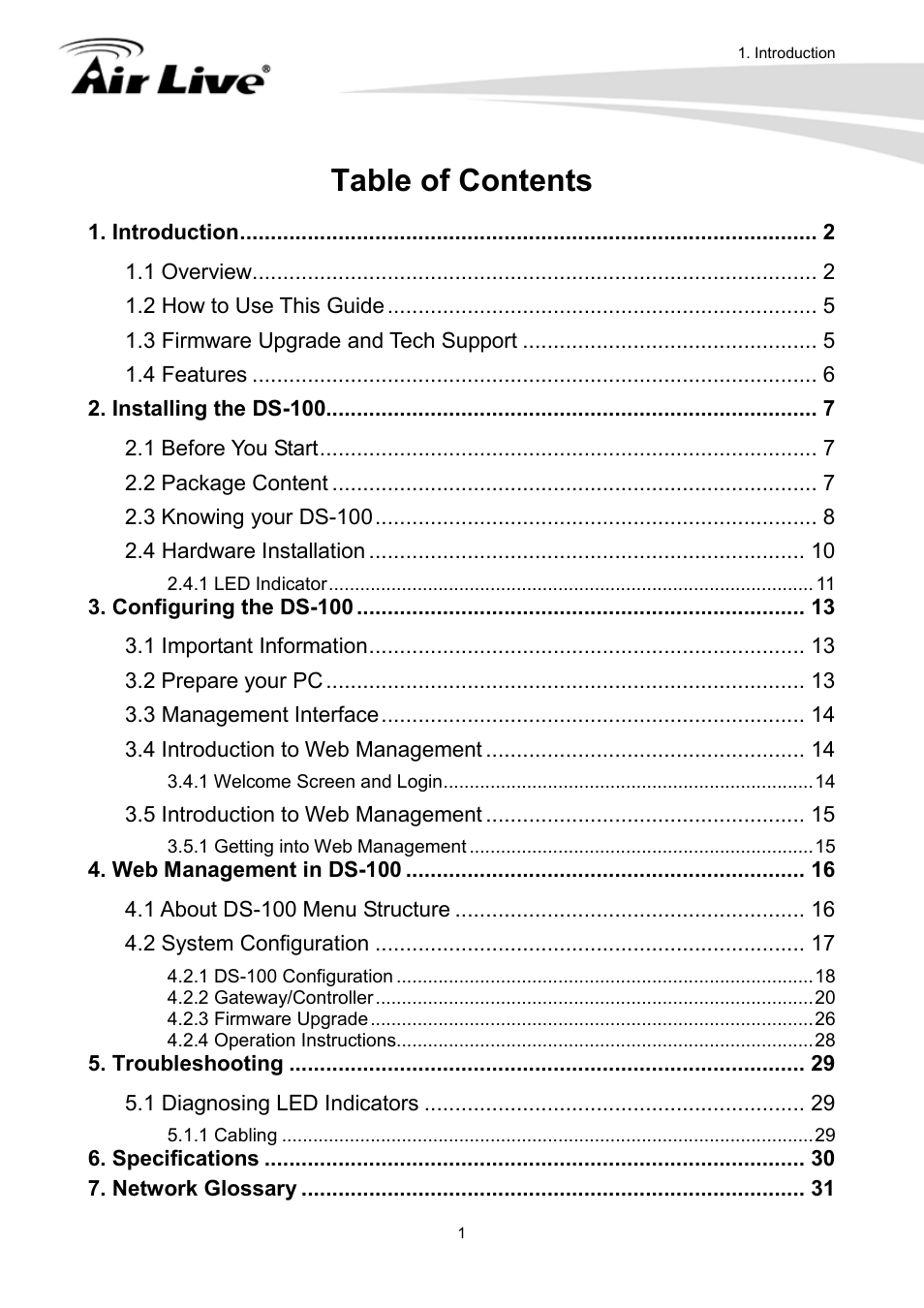 AirLive DS-100 User Manual | Page 3 / 34