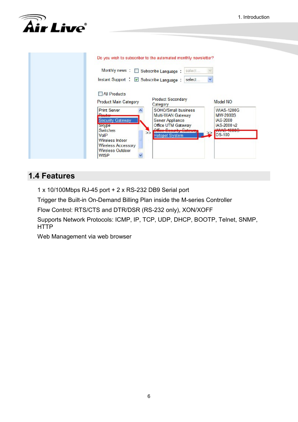 4 features | AirLive DS-100 User Manual | Page 8 / 34