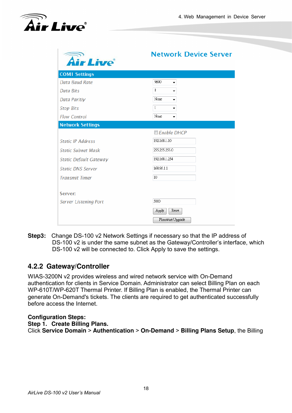 2 gateway/controller | AirLive DS-100 v2 User Manual | Page 21 / 36