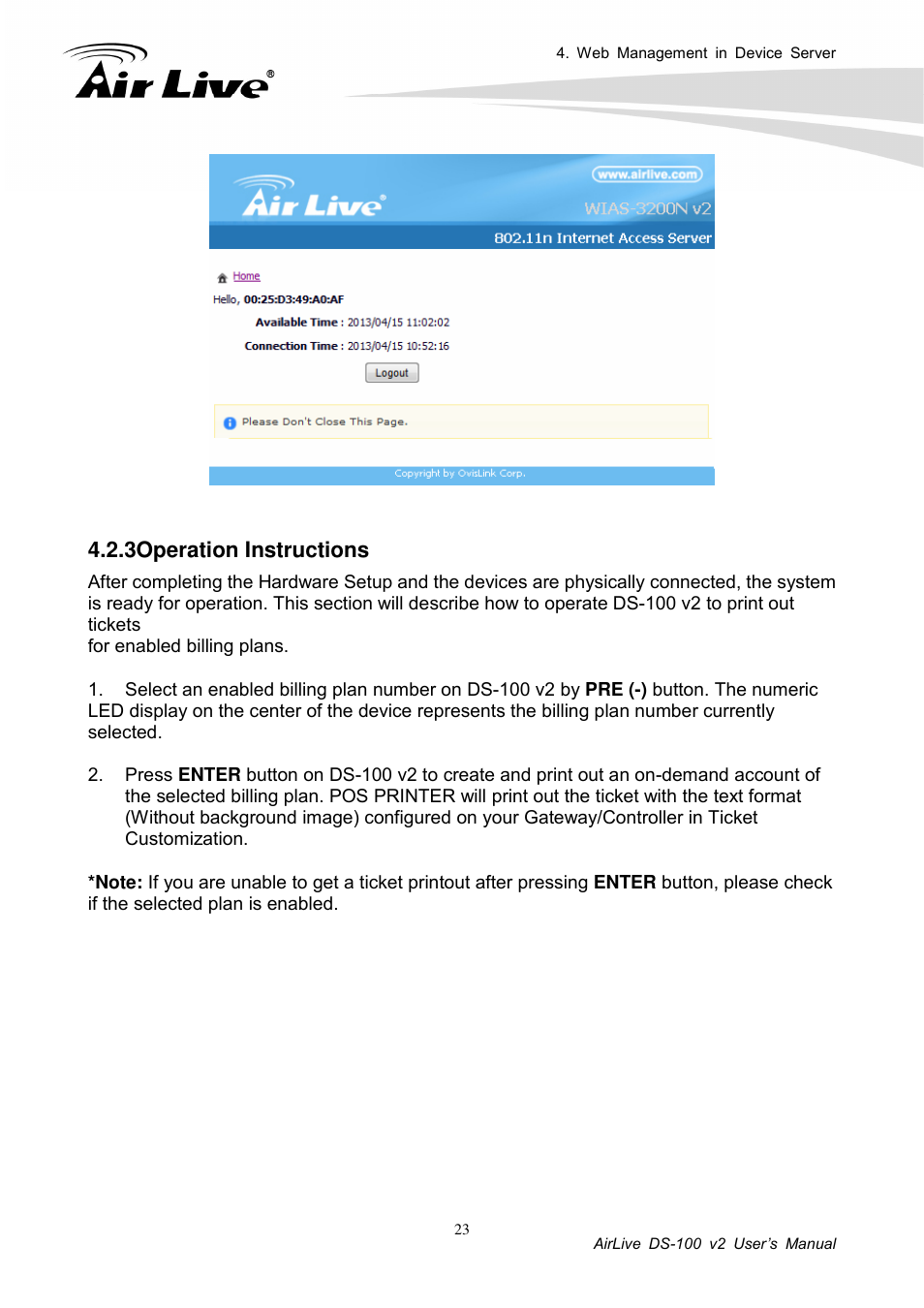 3 operation instructions, 3operation instructions | AirLive DS-100 v2 User Manual | Page 26 / 36