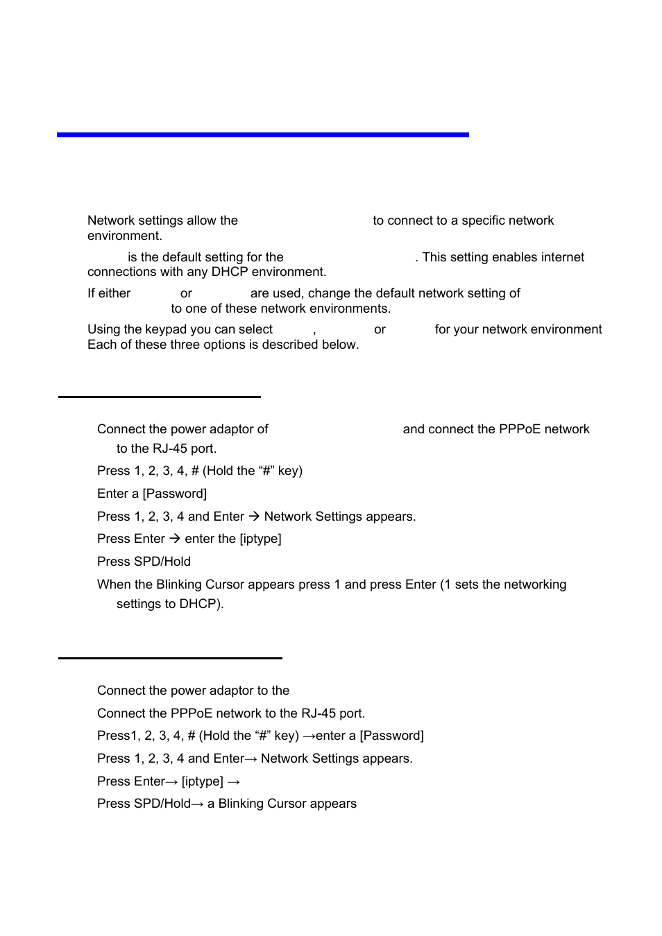 Configuring network settings, Configuring for dhcp, Configuring for static ip | AirLive ePhone-1000S User Manual | Page 14 / 46