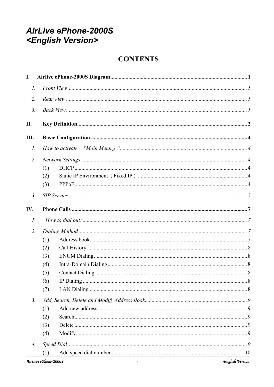 AirLive ePhone-2000S User Manual | Page 2 / 26