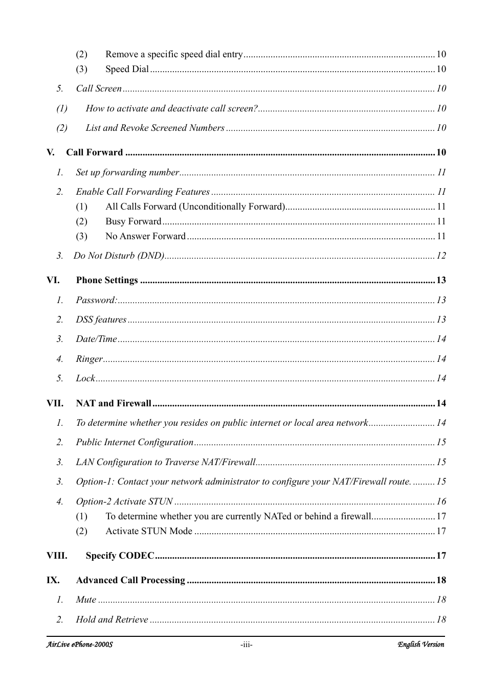 AirLive ePhone-2000S User Manual | Page 3 / 26