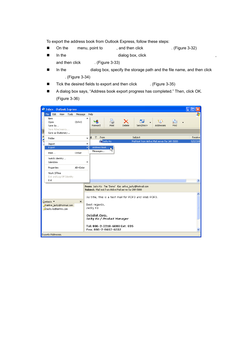 3 importing address book from outlook express | AirLive ES-4000 v2 User Manual | Page 34 / 168