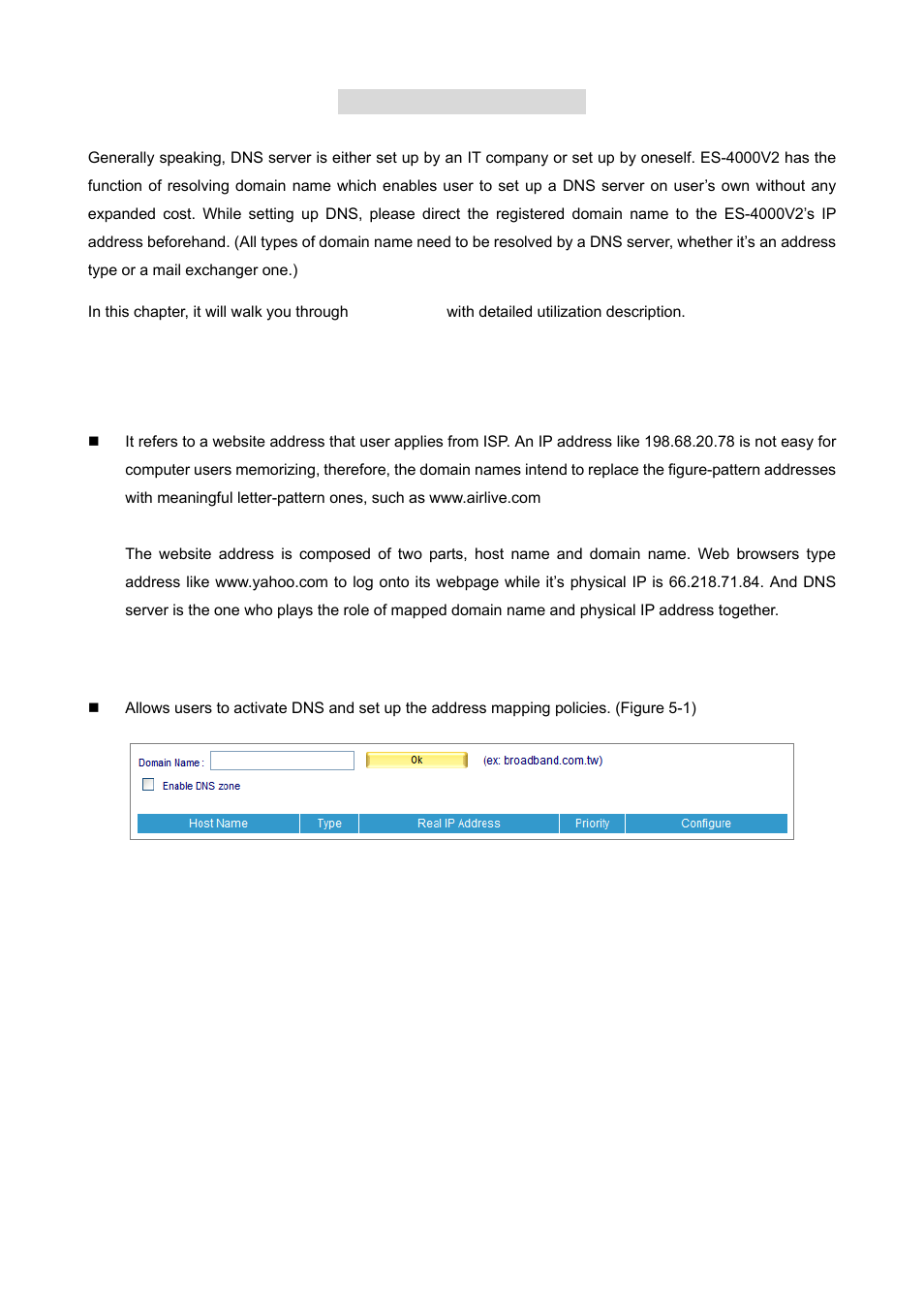 Chapter 5 dns setting | AirLive ES-4000 v2 User Manual | Page 54 / 168
