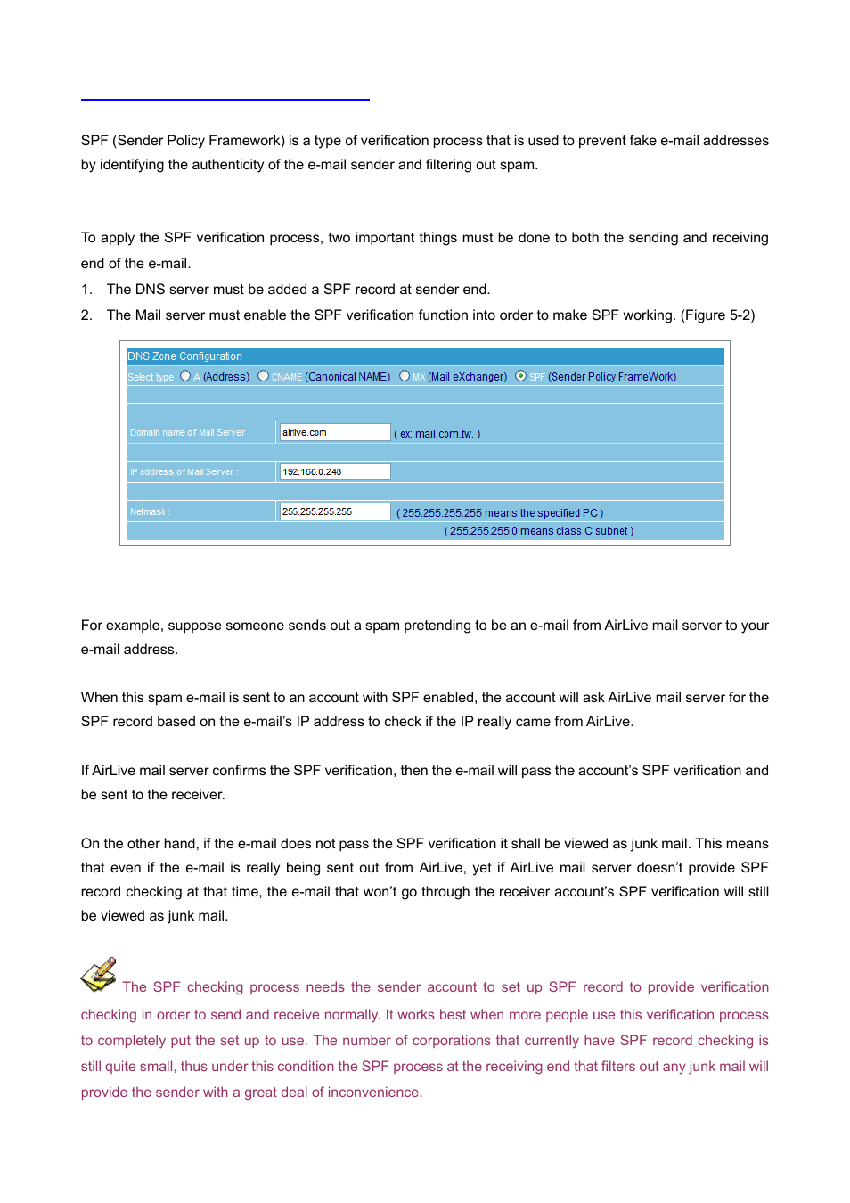 4 spf (sender policy framework) | AirLive ES-4000 v2 User Manual | Page 60 / 168