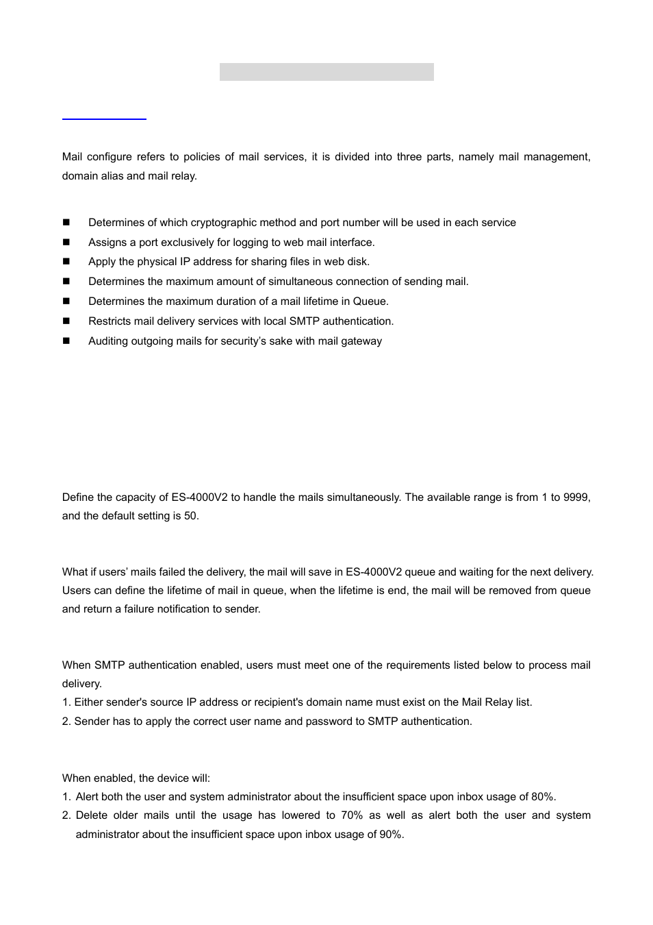 Chapter 7 mail management, 1 configure, 1 setting | AirLive ES-4000 v2 User Manual | Page 82 / 168