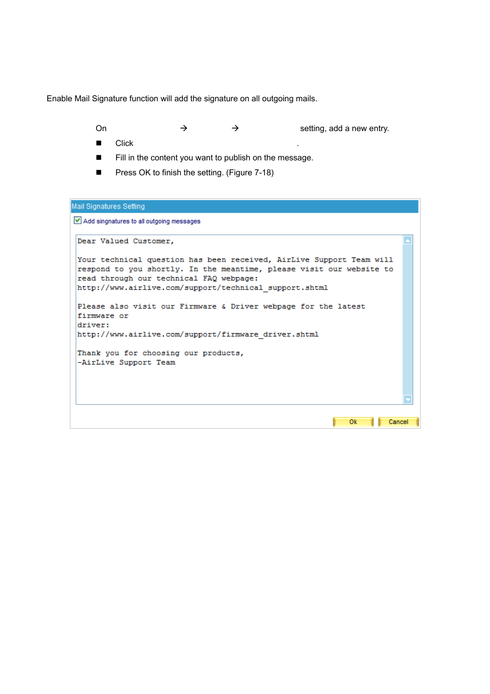 5 mail signatures | AirLive ES-4000 v2 User Manual | Page 91 / 168